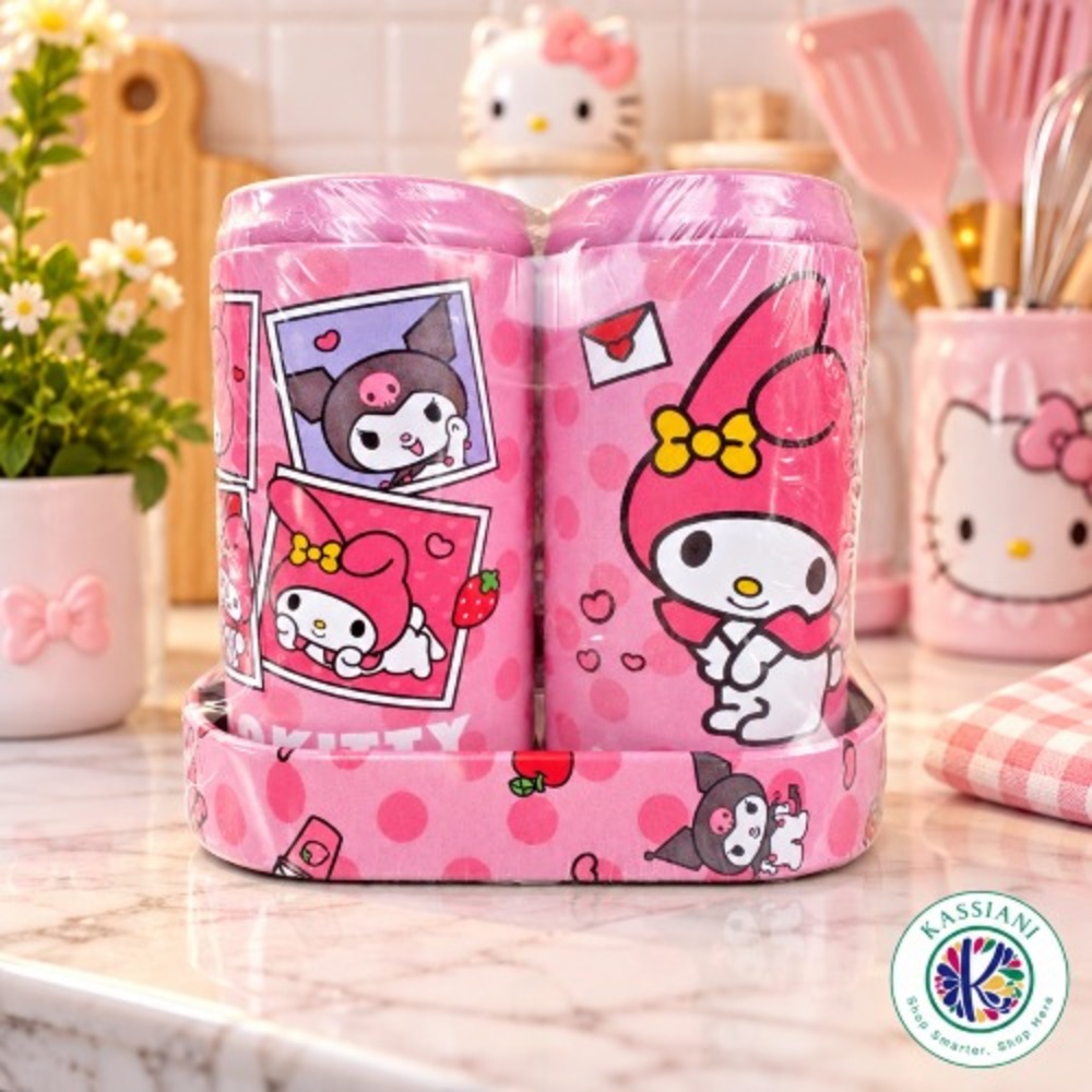 Sanrio Hello Kitty & Friends Salt Pepper Shakers With Tin Holder Sealed